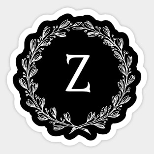 Beautiful Letter Z Alphabet Initial Monogram Wreath Sticker